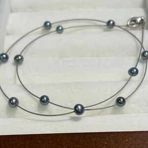 Sterling & freshwater black pearl necklace/choker 16"